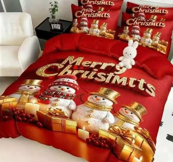 NOVINKA 2026! Sada BAVLNĚNÉHO POVLEČENÍ s 3D efektem 100% BAVLNA – VÁNOCE MERRY CHRISTMAS 140×200/70×90 cm – ČTYŘI SNĚHULÁČCI + PROSTĚRADLO ZDARMA!