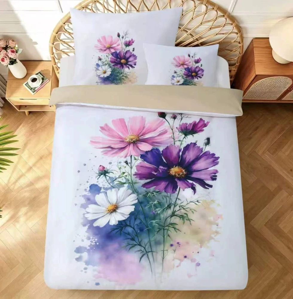 NOVINKA 2026 - Bavlněné 3D povlečení JARNÍ KYTICE pro 2 postele 140×200 / 70×90 cm + PROSTĚRADLO ZDARMA!