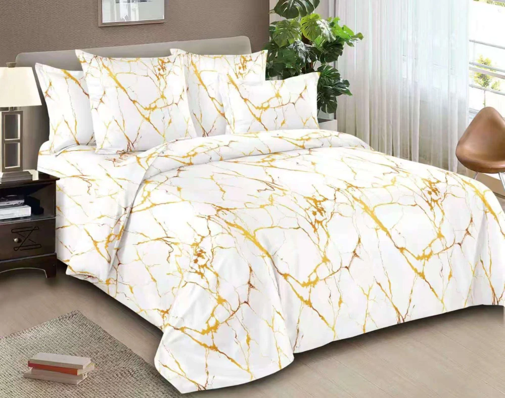 NOVINKA 2026 - Luxusné bavlnené francúzske obliečky 200x220 cm - MRAMOR - BIELÝ + prestieradlo ZADARMO -