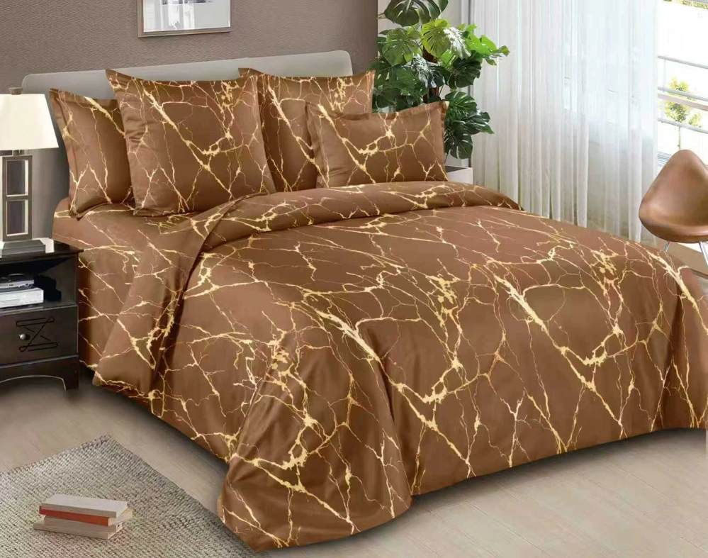 NOVINKA 2026 - Luxusné bavlnené francúzske obliečky 200x220 cm - MRAMOR - HNEDÝ + prestieradlo ZADARMO -