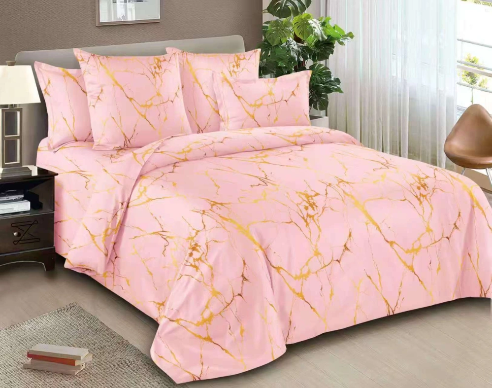 NOVINKA 2026 - Luxusné bavlnené francúzske obliečky 200x220 cm - MRAMOR - RUŽOVÝ + prestieradlo ZADARMO -