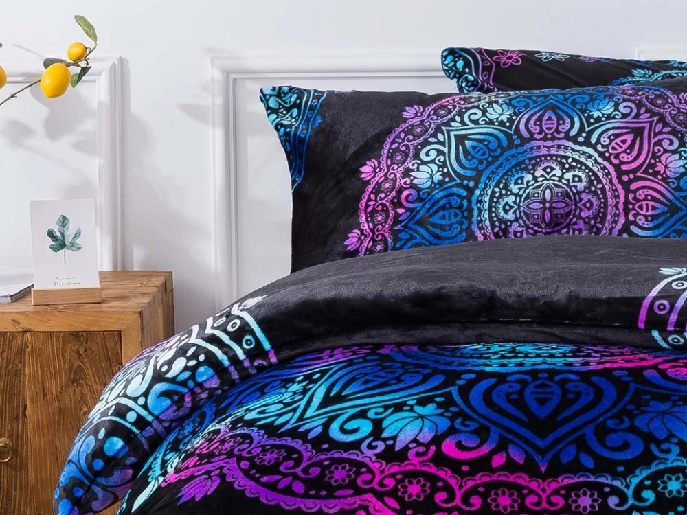 NOVINKA 2026 - Luxusná posteľná súprava mikroplyš s 3D efektom - 70×90 / 140×200 cm - MANDALA - MODRÁ Exclusive