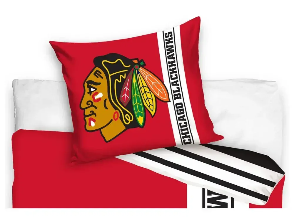 NOVINKA 2026 ! Bavlněné povlečení NHL - CHICAGO BLACKHAWKS 140x200 / 70x90 cm