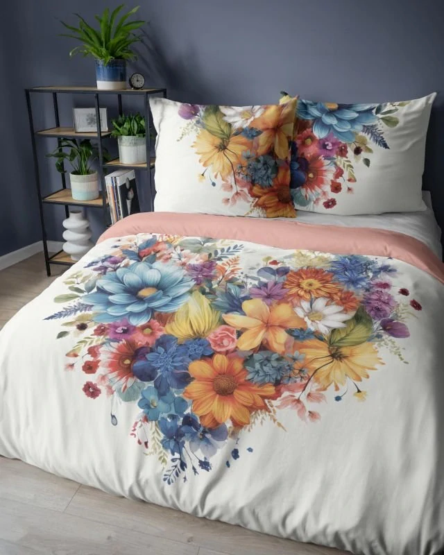 Luxusní  Francouzské povlečení Květy Srdce 220x200/2x70x80 cm