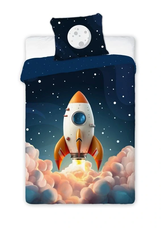 Svítící povlečení RAKETA – oboustranné, 100% bavlna 140×200 / 70×80 cm (NOVINKA 2026)
