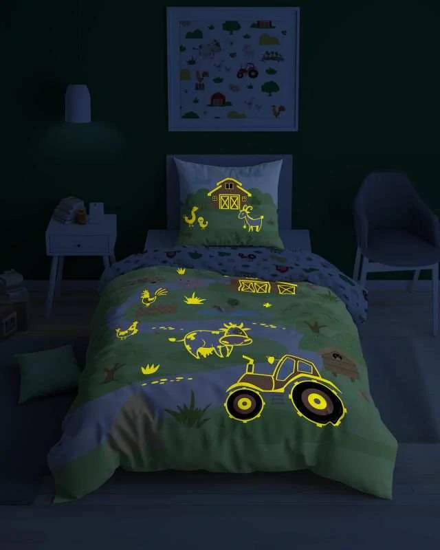 Svietiace obliečky FARMIČKA – obojstranné, 100% bavlna 140×200 / 70×80 cm (NOVINKA 2026)