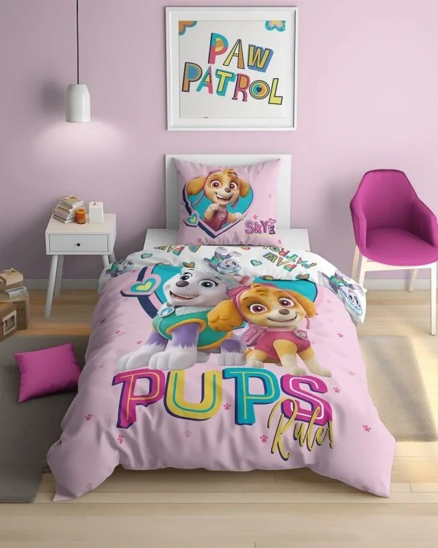 Svietiace obliečky PAW PATROL PUPS – obojstranné, 100% bavlna 140×200 / 70×80 cm (NOVINKA 2026)