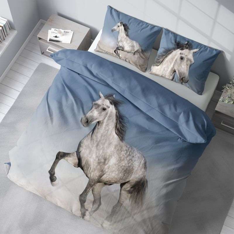 NOVINKA 2026 ! Luxusní 3D povlečení - BÍLÝ KŮŇ - Francouzské  220x200 cm