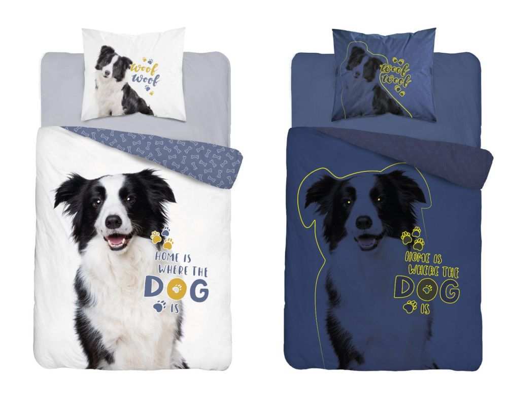 NOVINKA 2026 - Svietiace Bavlnené obliečky BORDER KOLIE - obojstranné, 100% bavlna 140×200 / 70×80 cm (NOVINKA 2026)