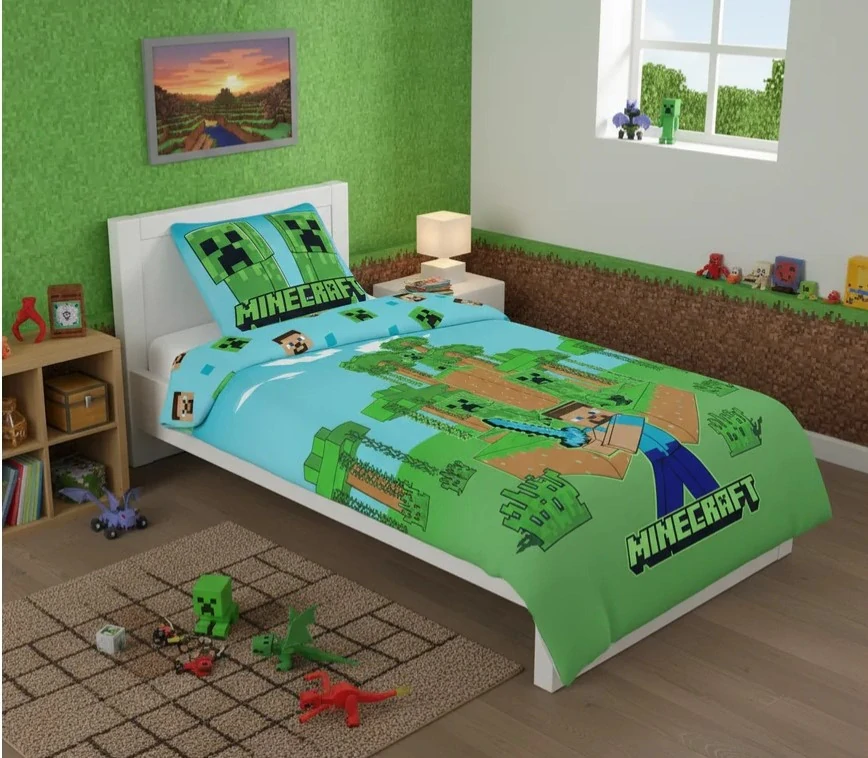 NOVINKA 2026 - Svietiace Bavlnené obliečky MINECRAFT - obojstranné, 100% bavlna 140×200 / 70×80 cm