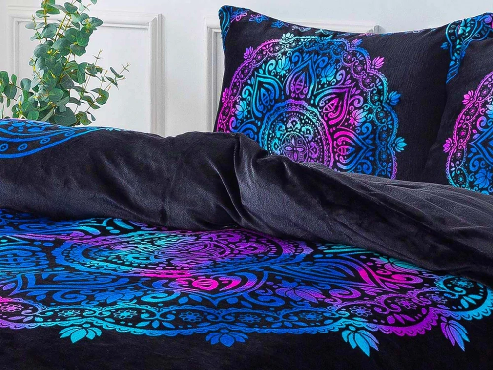 NOVINKA 2026 - Luxusná posteľná súprava mikroplyš s 3D efektom - 70×90 / 140×200 cm - MANDALA - MODRÁ Exclusive