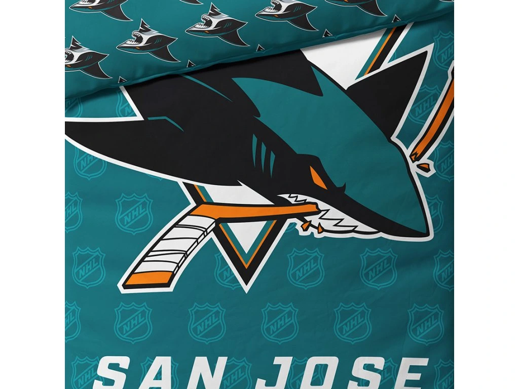 NOVINKA 2026 ! Bavlněné povlečení NHL - SAN JOSE SHARKS 140x200 / 70x90 cm