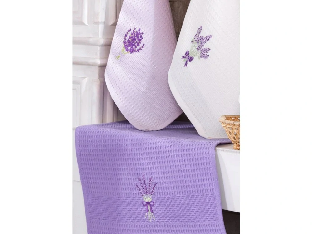  Dárková sada vaflových utěrek 3 ks - LEVANDULE