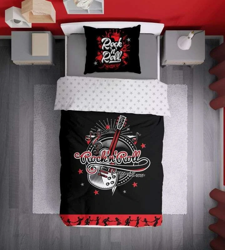 Svietiace obliečky Rock and Roll – obojstranné, 100% bavlna 140×200 / 70×80 cm (NOVINKA 2026)
